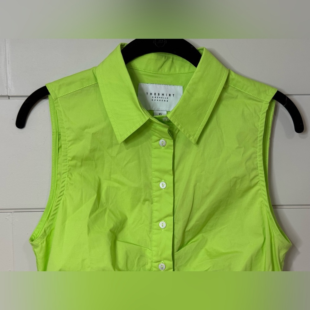 NEW The Shirt by Rochelle Behrens Zaria Sleeveless Shirt Lime Green Size XS - Picture 2 of 7